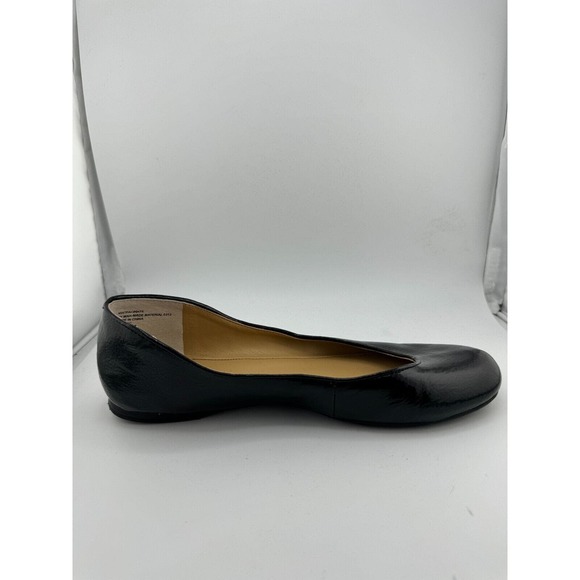 Nine West Fascinate Ballet Flats Size 7.5M Black Patent Leather Round Toe Shoes - Picture 2 of 11